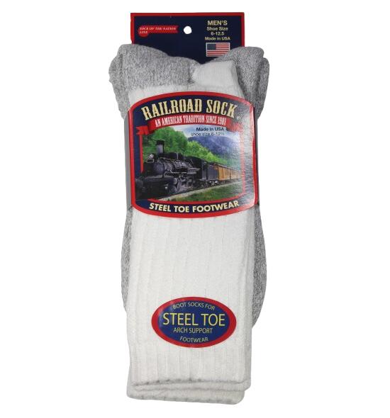 Rakuten - RAILROAD SOCKS / MEN'S 2-PAIR STEEL TOE SLOUCH SOCKS / white　2足パック　　レイルロードソックス　スラウチソックス