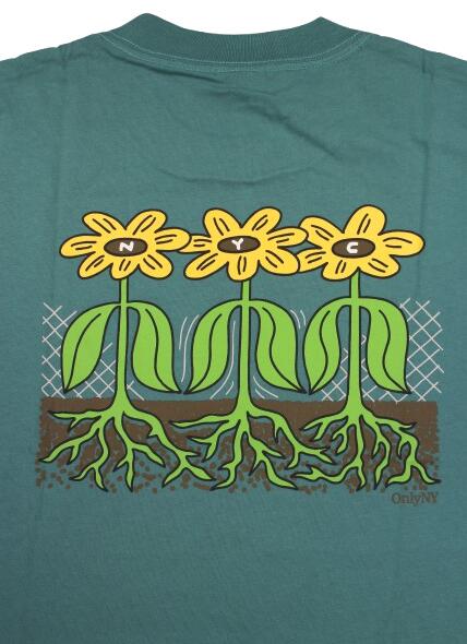 ONLY NY / "NEWYORK GROWN FLOWERS" Tee / antique green オンリーニューヨーク