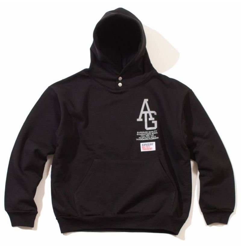 ACAPULCO GOLD / R-EFLECTIVE AG SIGNATURE SNAP SWEAT HOODIE / black アカプルコ・ゴールド スウェットフーディー