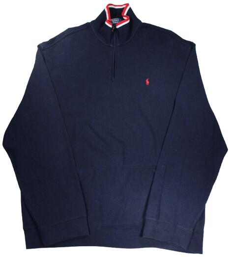 乐天商城 - USED!!! POLO RALPH LAUREN / HALF-ZIP SWEAT (90-00'S) / navy×red×white　サイズ XXL　　ポロ・ラルフローレン　ハーフジップ・プルオーバー・スウェット