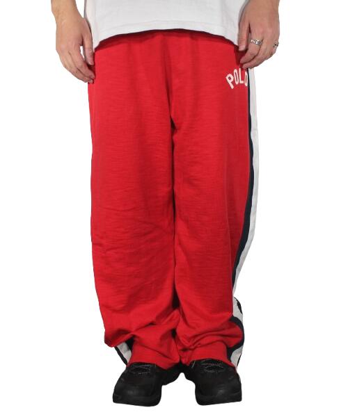 USED!!! POLO SPORT / LINED SWEAT PANTS (90'S) / red×navy×white サイズ XL ポロ・スポーツ スウェットパンツ