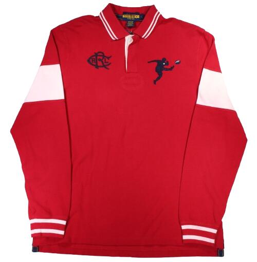 DEADSTOCK!!! RALPH LAUREN RUGBY / LS POLO SHIRTS (00-10'S) / red×white　サイズ L　　ラルフローレン・ラグビー　ポロシャツ