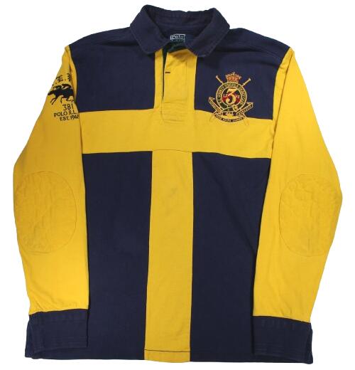 USED!!! POLO RALPH LAUREN / RUGBY SHIRTS (00'S) / navy×yellow　サイズ L　　ポロ・ラルフローレン　ラガーシャツ