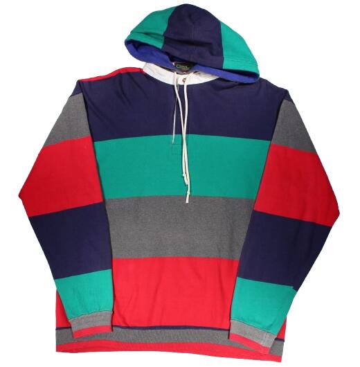 Rakuten - USED!!! CROSS CREEK / HOODED BORDER RUGBY SHIRTS (90'S)　サイズ L　　クロスクリーク　ボーダーラガーシャツ