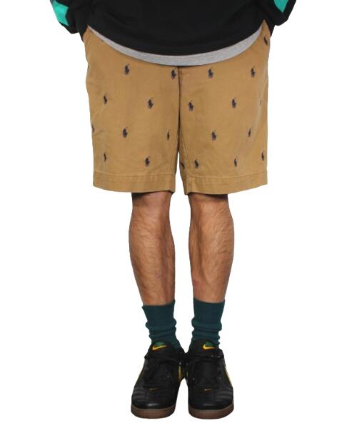Rakuten - USED!!! POLO RALPH LAUREN / EMBROIDERY PONY LOGO CHINO SHORTS (10-20'S) / khaki×navy　サイズ W31　　ポロ・ラルフローレン　チノショーツ