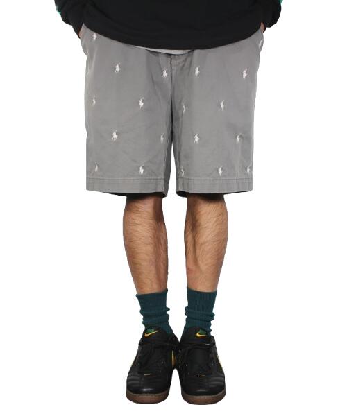 Rakuten - USED!!! POLO RALPH LAUREN / EMBROIDERY PONY LOGO CHINO SHORTS (10'S) / grey×white　サイズ W34　　ポロ・ラルフローレン　チノショーツ
