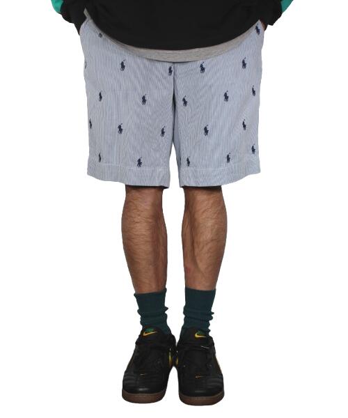 Rakuten - USED!!! POLO RALPH LAUREN / EMBROIDERY PONY LOGO STRIPED SHORTS (10-20'S) / white×navy　サイズ W31　　ポロ・ラルフローレン　ストライプショーツ