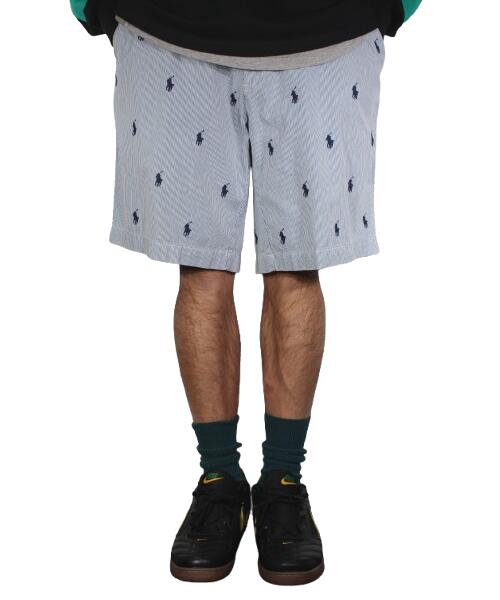乐天商城 - USED!!! POLO RALPH LAUREN / EMBROIDERY PONY LOGO STRIPED SHORTS (10-20'S) / white×navy　サイズ W33　　ポロ・ラルフローレン　ストライプショーツ