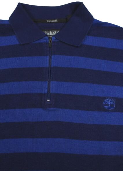 樂天商城 - USED!!! TIMBERLAND / HALF ZIP BORDER POLO SHIRTS (90'S) / navy×blue　サイズ S　ティンバーランド　ポロシャツ