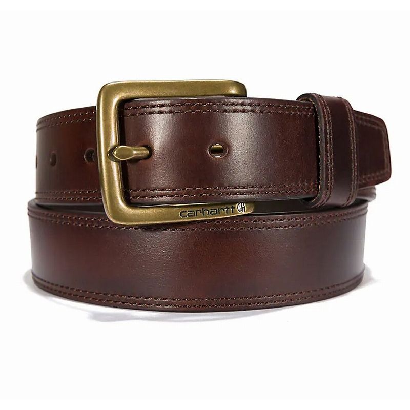 【CARHARTT(カーハート)】のUSワークラインから、頑丈で耐久性に優れたクラシックなデザインのレザーベルトが入荷です。 バックルは取り外しが出来、交換が可能です。 各サイズの詳細は下記になります。 W32(着用サイズ/ウエスト80～90cm) ： 全長(バックル含む) 約102cm　幅3.7cm W34(着用サイズ/ウエスト85～95cm) ： 全長(バックル含む) 約107cm　幅3.7cm W36(着用サイズ/ウエスト90～100cm) ： 全長(バックル含む) 約112cm　幅3.7cm ※商品によって多少風合いが異なりますので、写真と全く同じカラーの物が届くとは限りません。ご了承の上、ご注文ください。 ※実寸サイズは平置きで採寸しておりますが、若干の誤差が出る場合がございます。 ※当店は実店舗と在庫を共有している為、どうしても売り違いによる完売が生じてしまう場合がございます。 ※オーダー後に完売連絡を差し上げる場合もございますので、お客様のご理解とご協力お願い致します。 CARHARTTの商品一覧はこちらから