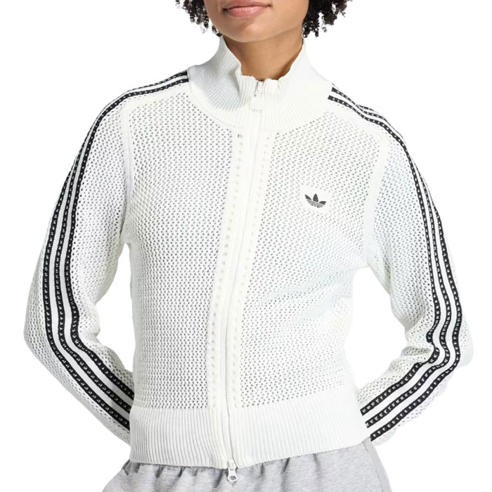 adidas Originals KNITTED CROCHET FIREBIRD TRACK TOP アディダス オリジナルス ニット クロシェ ファイヤーバード トラックトップ KC6496 Off White【OFFWHT / M・L・XL】 オフ ホワイト ジャージ ジャケット ショート丈 トレフォイル レディース（楽天・KICKSJUICY）