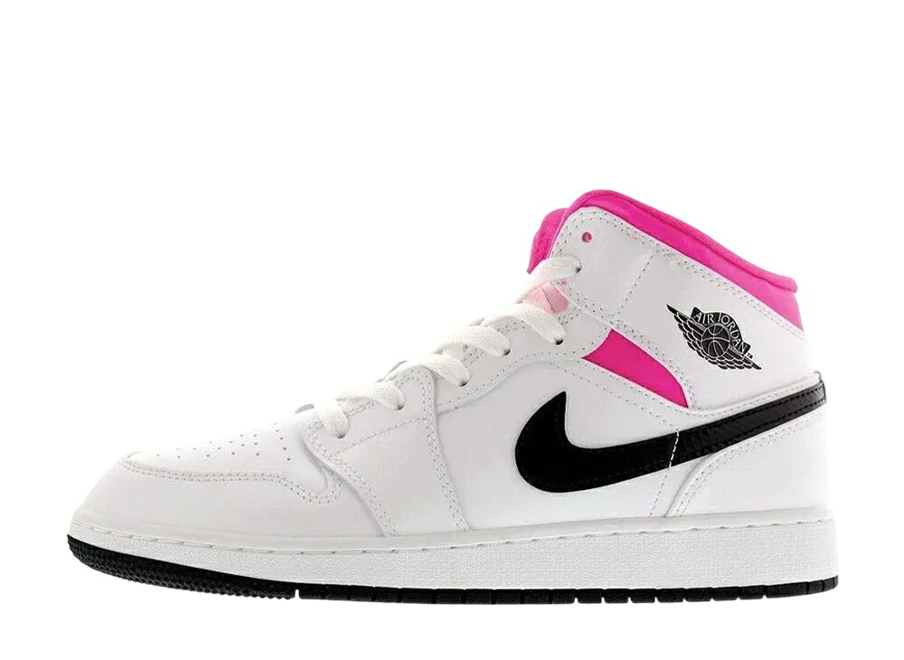 Nike ナイキ GS エアジョーダン1 ミッド ホワイト/ブラック/ハイパー ピンク ナイキ 555112-106 大人も履ける キッズモデル ウィメンズ レディース スニーカー ランニングシューズ キッズスニーカー ベビーシューズ 21SN-555112-106