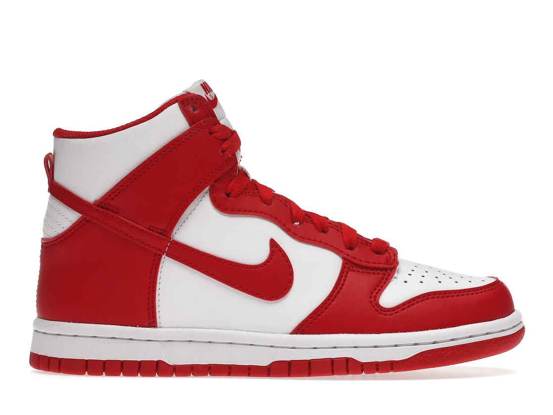 5/20【本日限定】1000円クーポンあり Nike GS ダンク ハイ チャンピオンシップ ホワイト アンド レッド Dunk High Championship White Red (GS) ナイキ ナイキ ダンク ハイ DB2179-106 大人も履ける キッズモデル レディース スニーカー キッズスニーカー