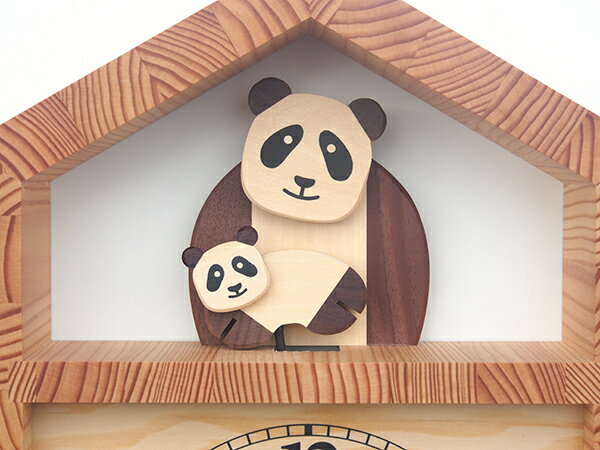 【New!!】　「キコリの時計」　木の振子時計　【パンダの親子の時計】