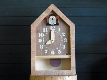 「キコリの時計」　木の振子時計　【森のフクロウ時計（ウォールナット）】