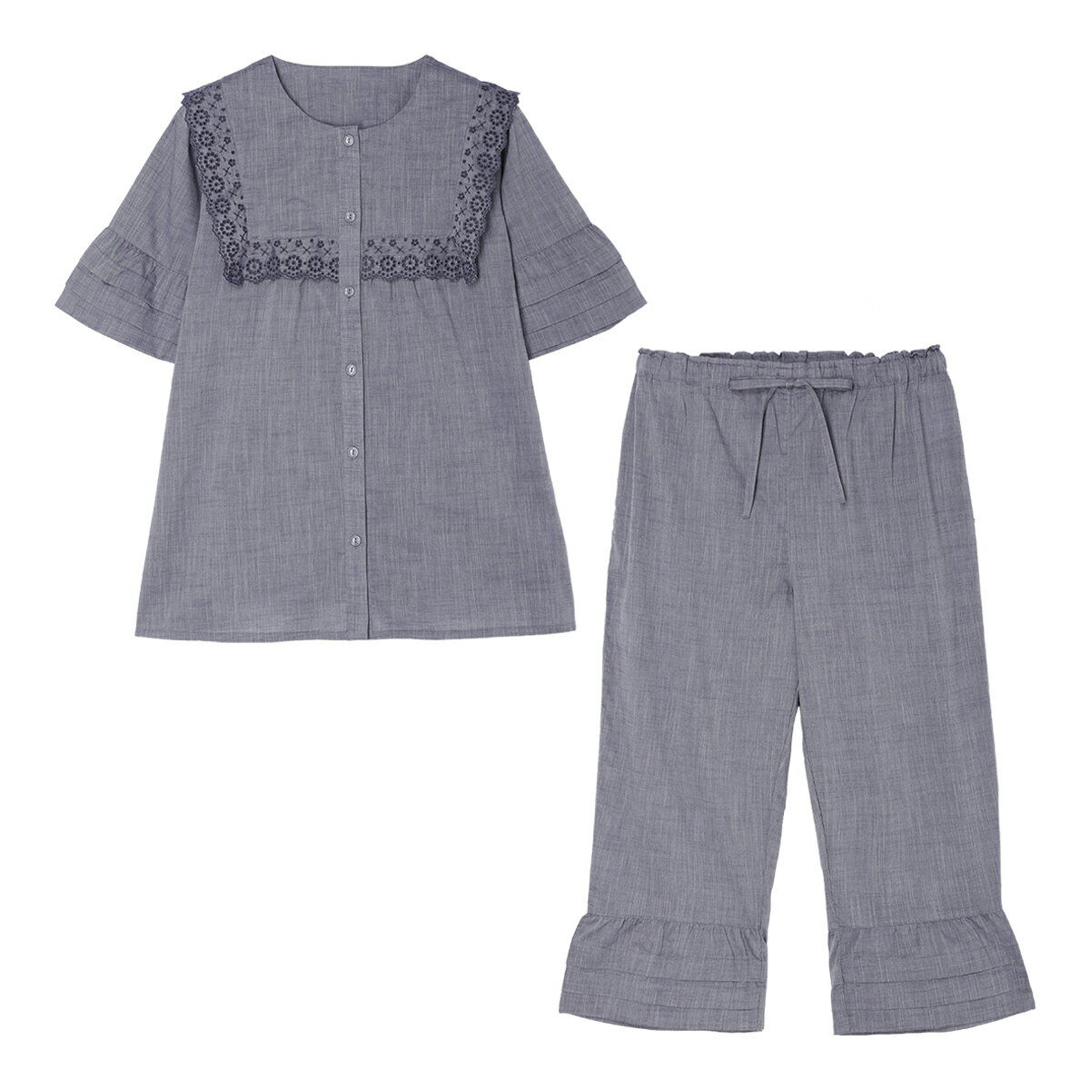 樂天商城 - KID BLUE / キッドブルー 26シャンブレーエンブN[5分袖パジャマ]