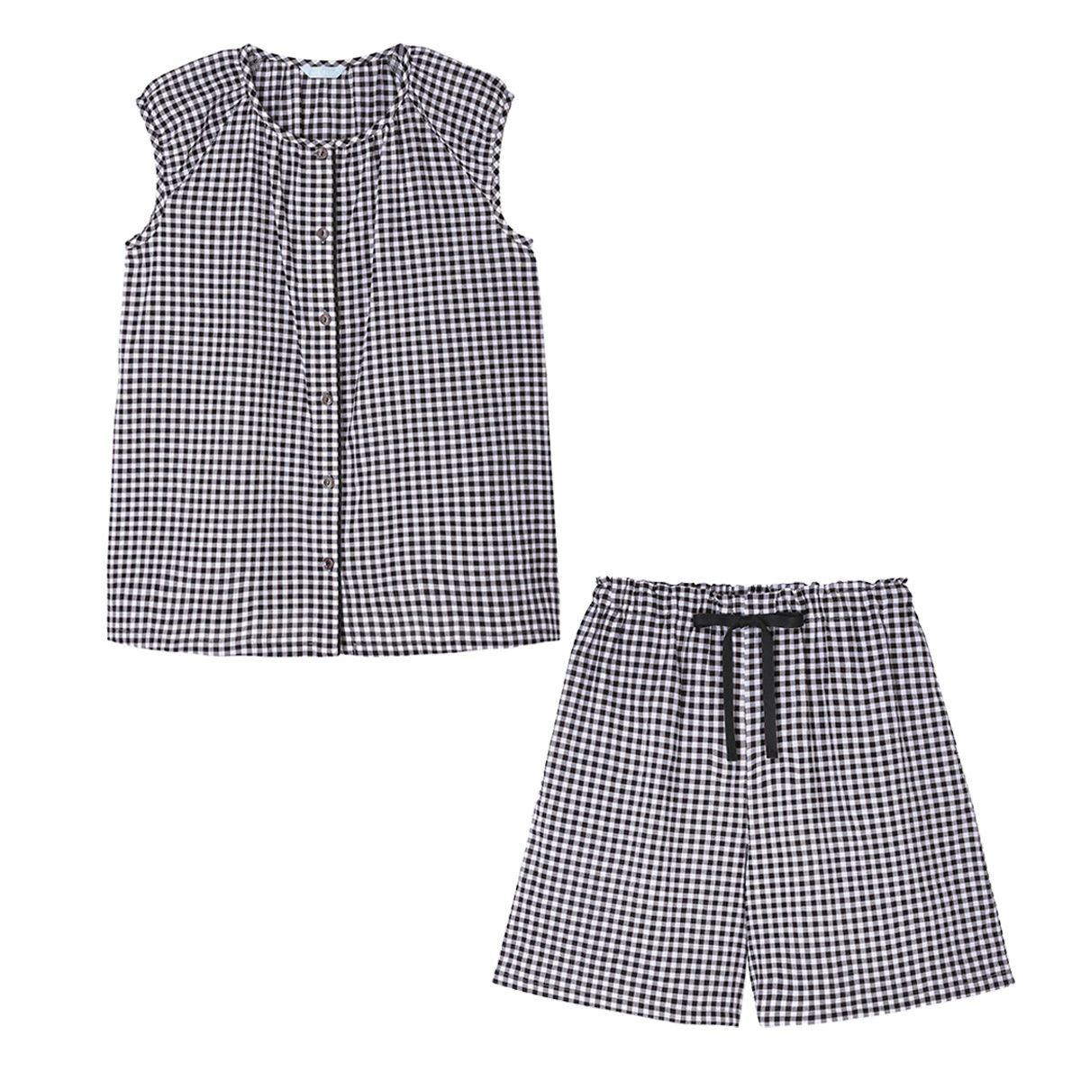 乐天商城 - 【OUTLET】 KID BLUE / キッドブルー 25シャーリングギンガム[フレンチスリーブパジャマ]