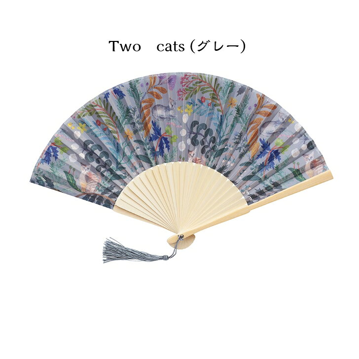 【松尾ミユキ】 扇子 せんす ねこ 北欧 鳥 松尾みゆき 猫 柄 デザイン イラスト 和風 動物 蝶 花 かわいい おしゃれ 猫グッズ 猫好き 雑貨 プレゼント ギフトの商品画像 3