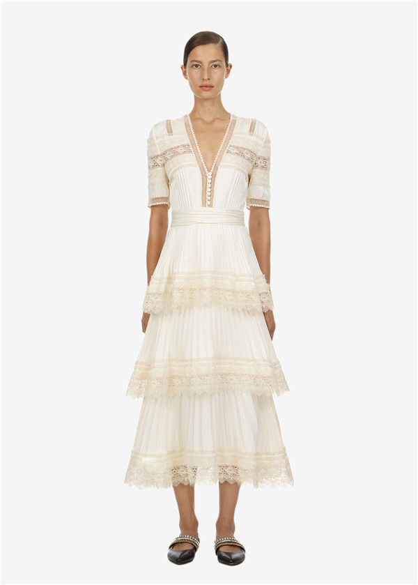 Self-Portrait s[X cream tiered midi dress 艿$410 fB[X CO  lC uK[ p[eB[  hX ꂢ tH[} Zt|[g[g