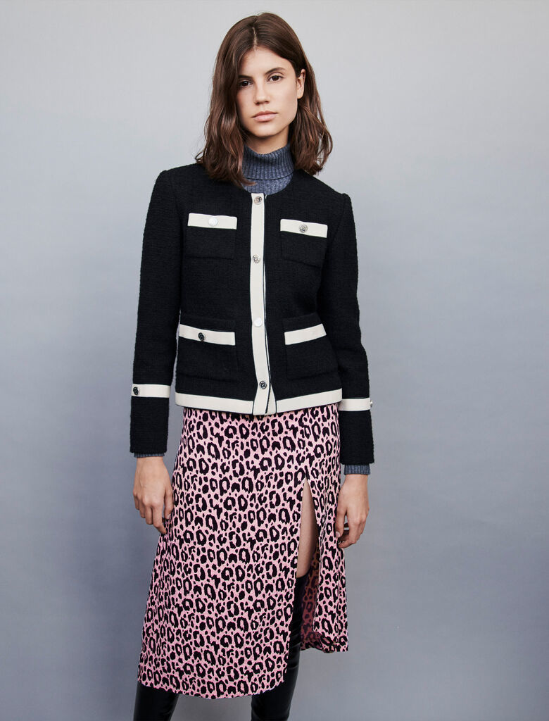 Maje }[W TWEED-STYLE JACKET WITH CONTRAST STRIPES WPbg 艿$490