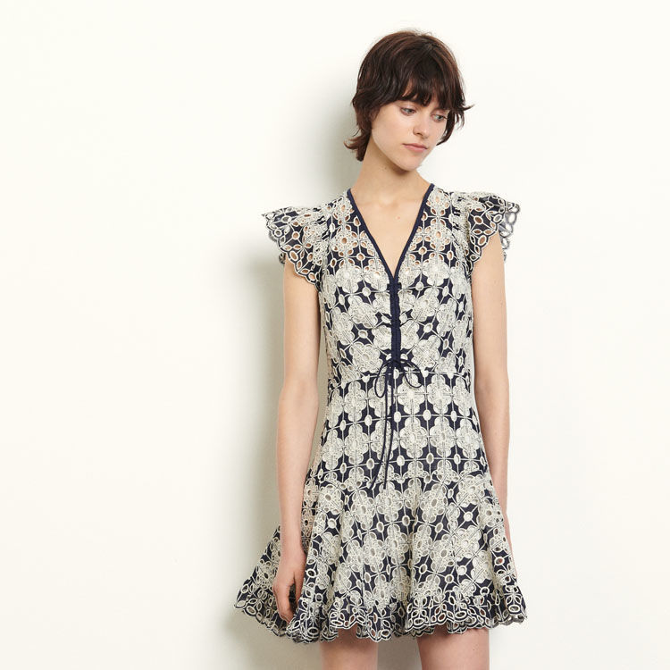 sandro サンドロ Short broderie anglaise dress　ワンピース 定価$445