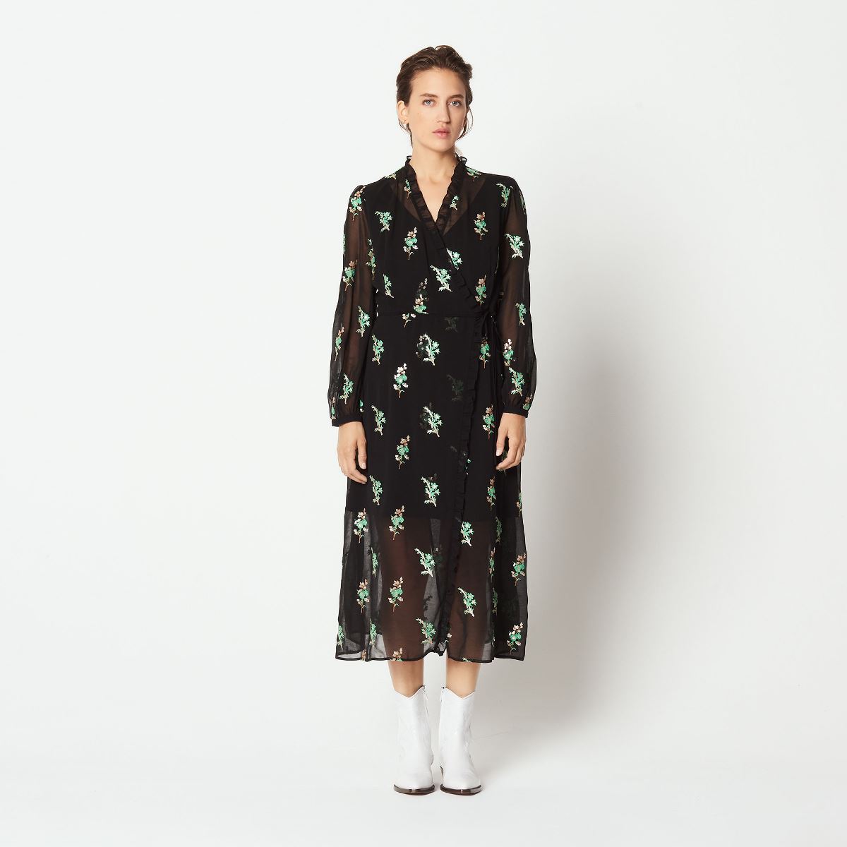 sandro Th LONG WRAP DRESS s[X 艿$500