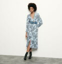 sandro サンドロ PRINTED SILK BLEND MIDI DRES