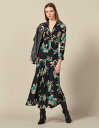sandro サンドロ LONG PRINTED DRESS WITH TIE FASTENING ワンピース 定価$490(4)