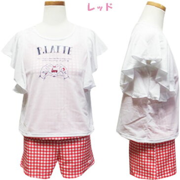 Pinklatte　女児　【2点セット】　カバーアップ付き　ギンガムチェック　コンビネゾン水着　　ネイビー、レッド　　SS（140cm）、S（150cm）、M（160cm）　海、海水浴、プール、水泳、学校　子供、子供服、キッズ、女の子　【RCP】