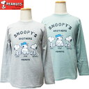 【ネコポスOK】　男の子　PEANUTS　スヌーピー　プリント　長袖Tシャツ　 グリーン、杢グレー　120cm、130cm　子供、子供服、キッズ　【RCP】