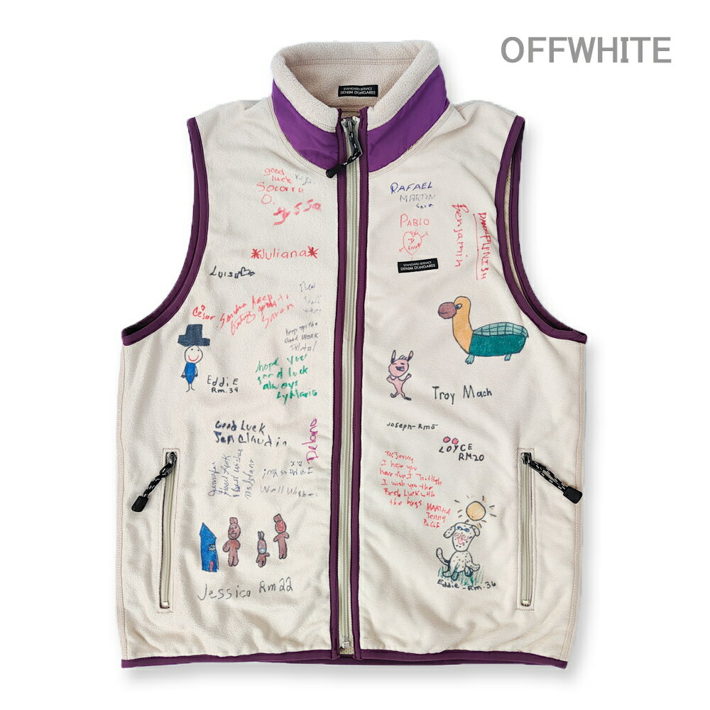 ★25AW★DD210 フリース ラクガキ ベスト / オフホワイト,クレイジー1[DENIM DUNGAREE][デニム＆ダンガリー][outr] 2