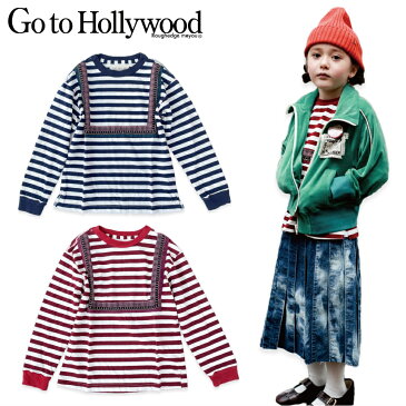 ★22AW★130cm,140cm / 紺,ワインGTH409 ビンテージボーダーテンジク スクウエア TEE【GO TO HOLLYWOOD】【G2H】【ゴートゥーハリウッド】【長袖】【ロングTシャツ】【ロンT】【女の子】