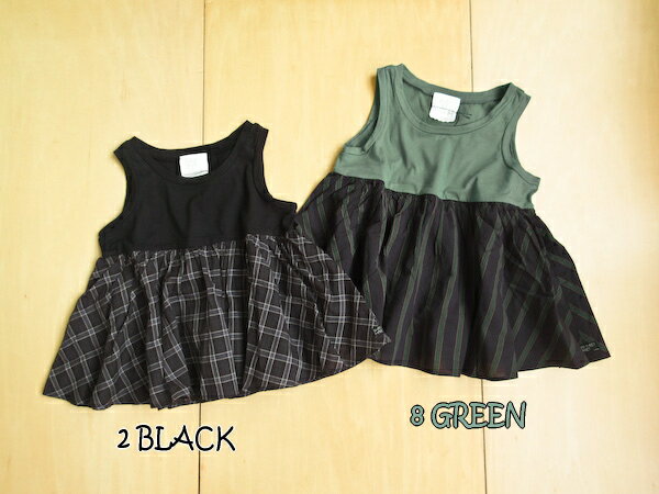 ☆P5倍☆【～11月16日(日)23:59】【セール 50%OFF】≪スワップミートマーケット≫SMM424 / 100cm / 黒,緑30/-ギャザー切替タンクトップ[SWAP MEET MARKET][LAST1][tkcm]