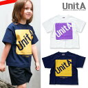 90cm / 白,紺U412 UnitA SQUARE LOGO TEE ウニタ デニム＆ダンガリー ゴートゥーハリウッド グルービーカラーズ フィス 子供服 ベビー 男の子 女の子 半袖 Tシャツ babysize shts