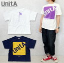 150cm,160cm / 白,紺U412 UnitA SQUARE LOGO TEE ウニタ デニム＆ダンガリー ゴートゥーハリウッド グルービーカラーズ フィス 子供服 大人 半袖 Tシャツ shts