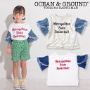 90cm / キナリ,白 OG6104_OG6154 デニムフリルショルダー Tシャツ[OCEAN&GROUND][オーシャンアンドグラウンド][NEBULA][ネブラ][子供服][ベビー][女の子][半袖][babysize]