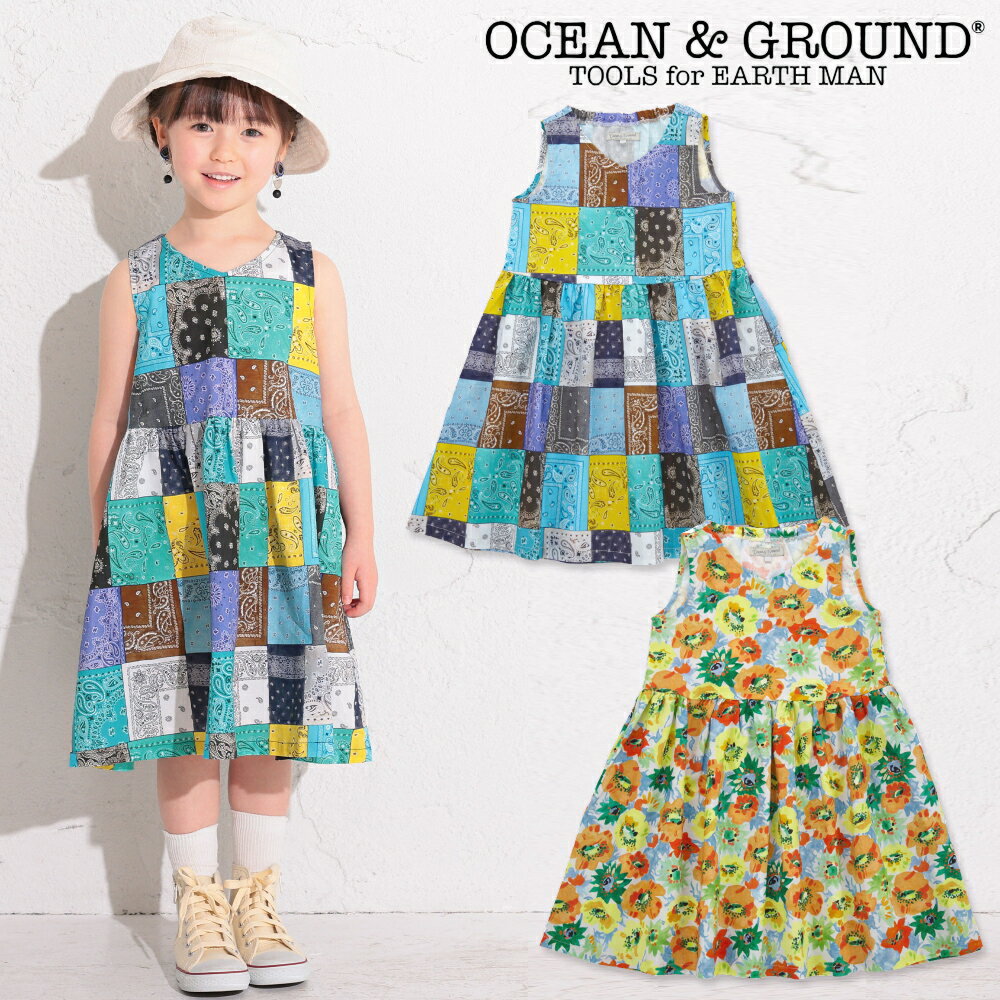 オーシャンアンドグラウンド ベビー服 100cm,110cm,120cm / バンダナ柄,花柄OG7603 アイランド ワンピース[OCEAN&GROUND][オーシャンアンドグラウンド][NEBULA][ネブラ][子供服][女の子][ノースリーブ][tnop]