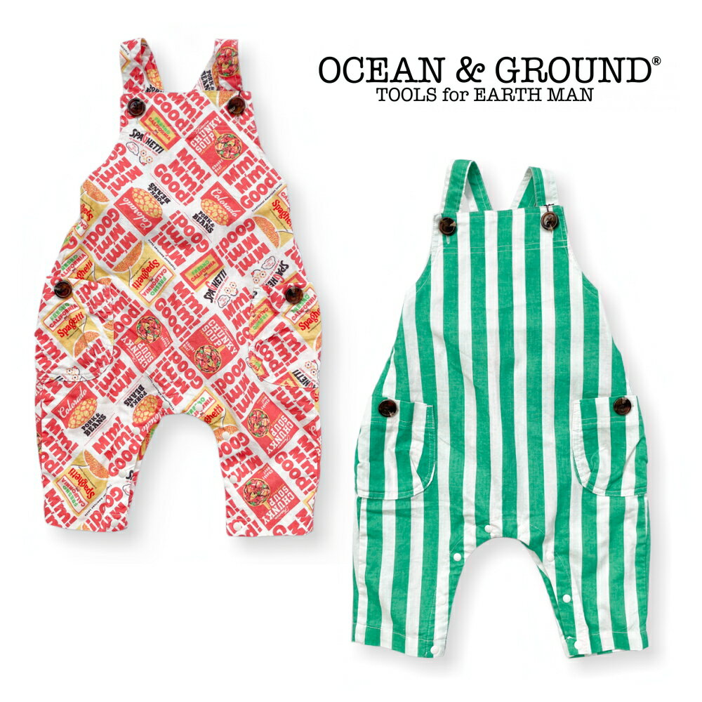 80cm / 赤,ストライプ柄 OG7703 ベビーSUMMER POP サロペット OCEAN GROUND オーシャンアンドグラウンド NEBULA ネブラ 子供服 ベビー 赤ちゃん 男の子 女の子 babysize