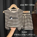 【訳あり1480円→500円】【即納】【大人気】男女兼用 ノースリーブ ボーダー ミッキー トップス ハーフパンツ ブラウン 青 緑 セットアップ 2点セット ...