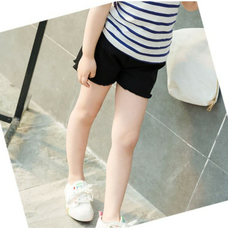 パンツショートパンツ子供服女の子ダメージ加工半ズボンデニムパンツキッズ服白色黒ピンクホワイトブラック90100110120130140150160170