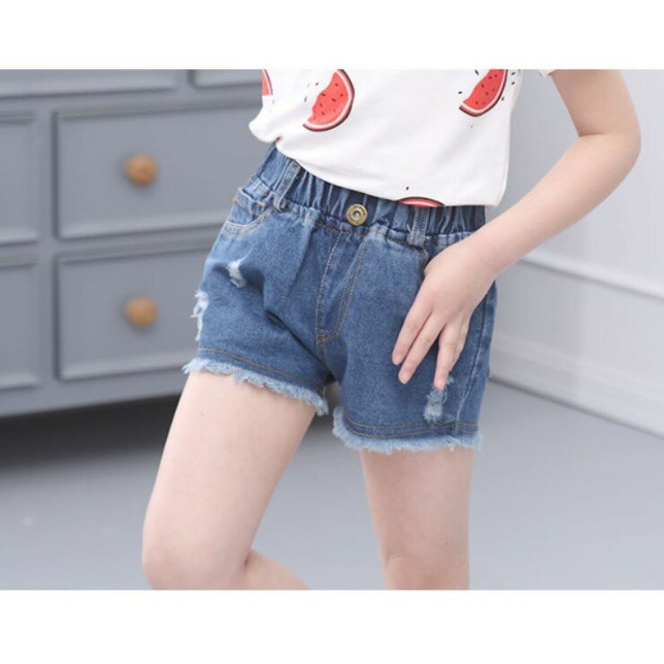 パンツショートパンツ子供服女の子ダメージ加工半ズボンデニムパンツキッズ服白色黒ピンクホワイトブラック90100110120130140150160170