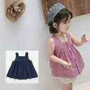 チュニック 子供服 夏 ノースリーブ 女の子 キッズ ブラウス トップス 韓国子供服 ピンク ネイビー 80cm 90cm 100cm 110cm 120cm