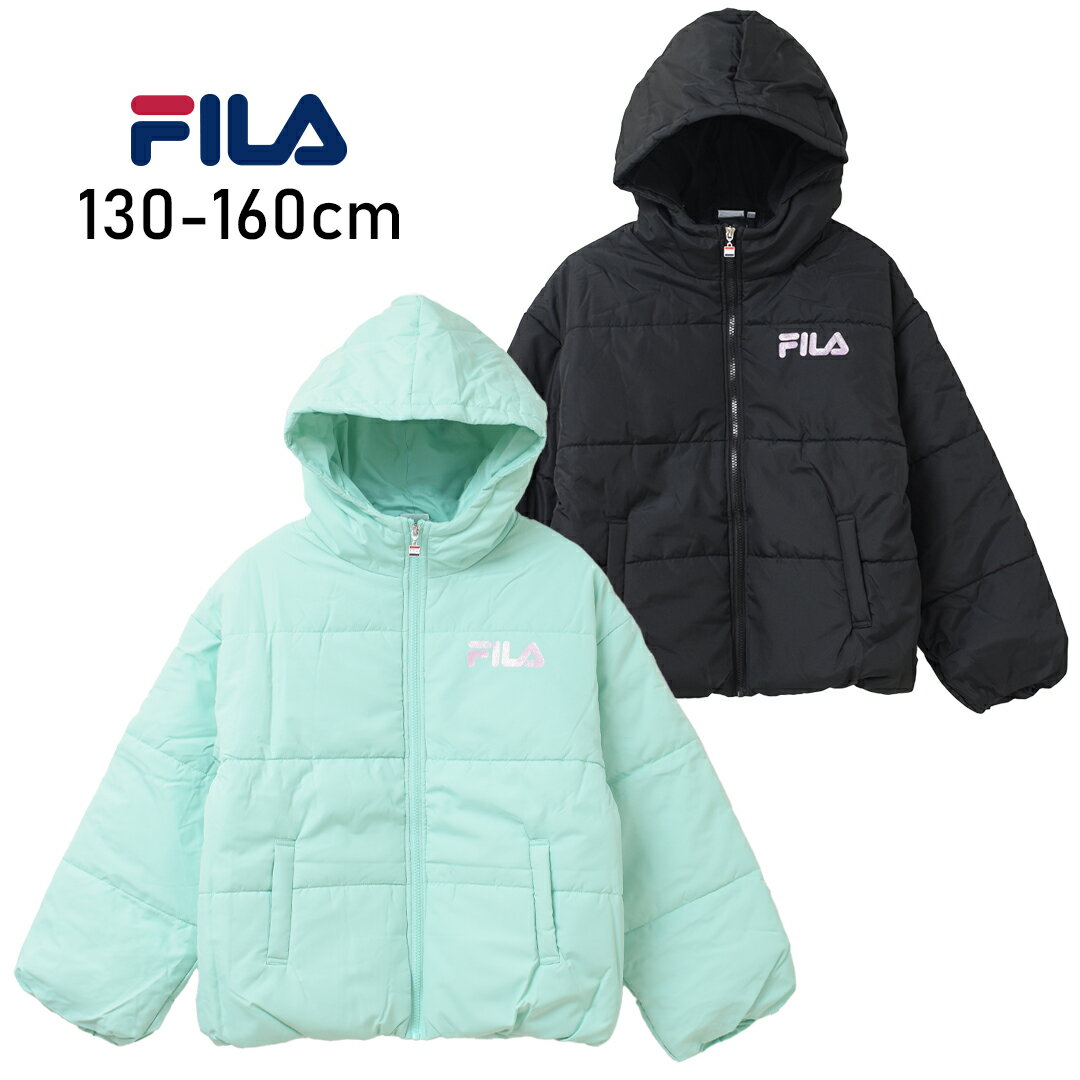 洋服 レディース(中学生) 【セール】【送料無料】【メール便不可】FILA フード付き中綿ジャケット アウター 子供服 女の子 小学生 中学生 ファッション キッズ ジュニア 大人っぽい ダンス 140cm 150cm 160cm