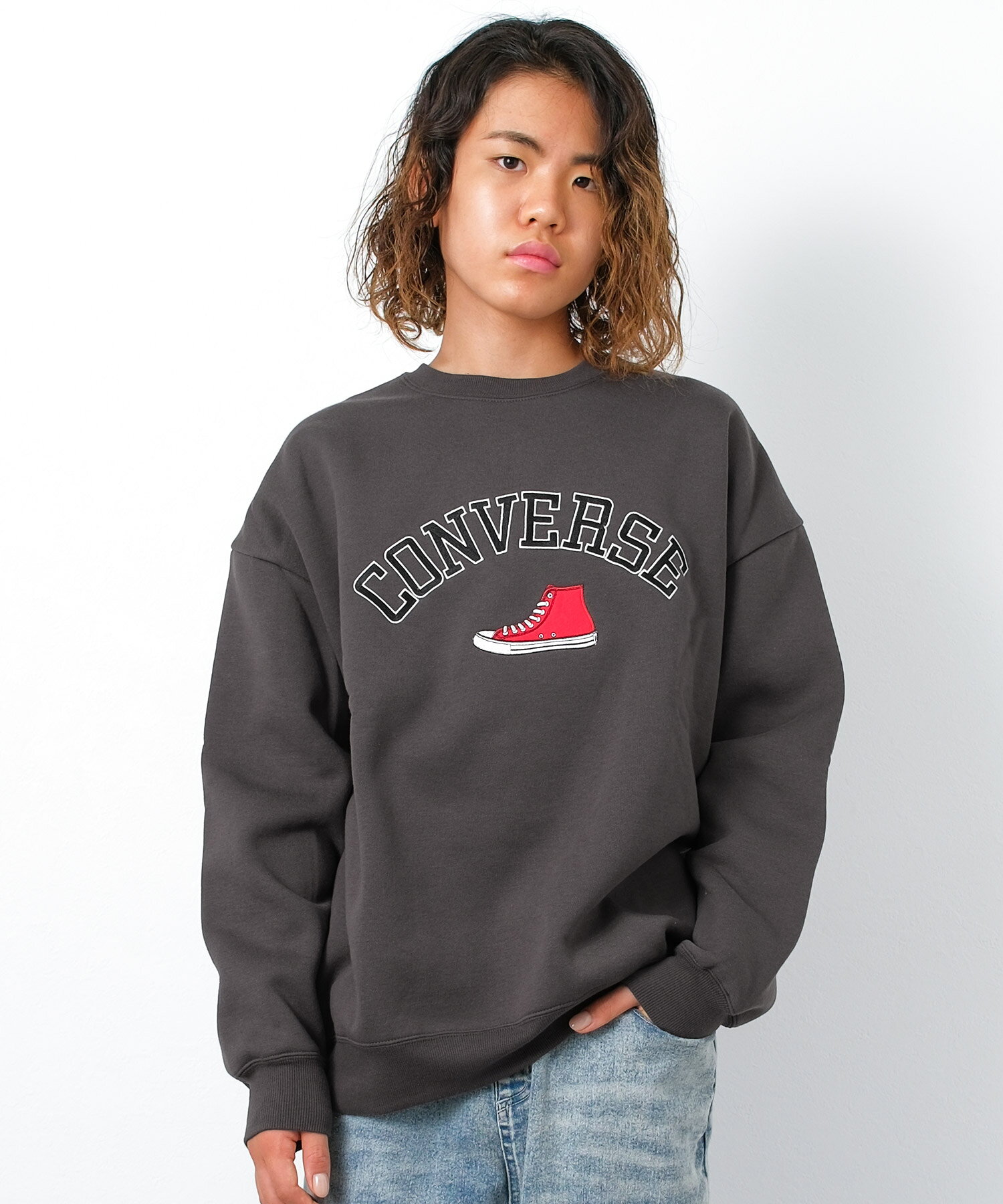 【セール】【メール便不可】CONVERSE 別注スニーカーモチーフ裏起毛トレーナー ト...