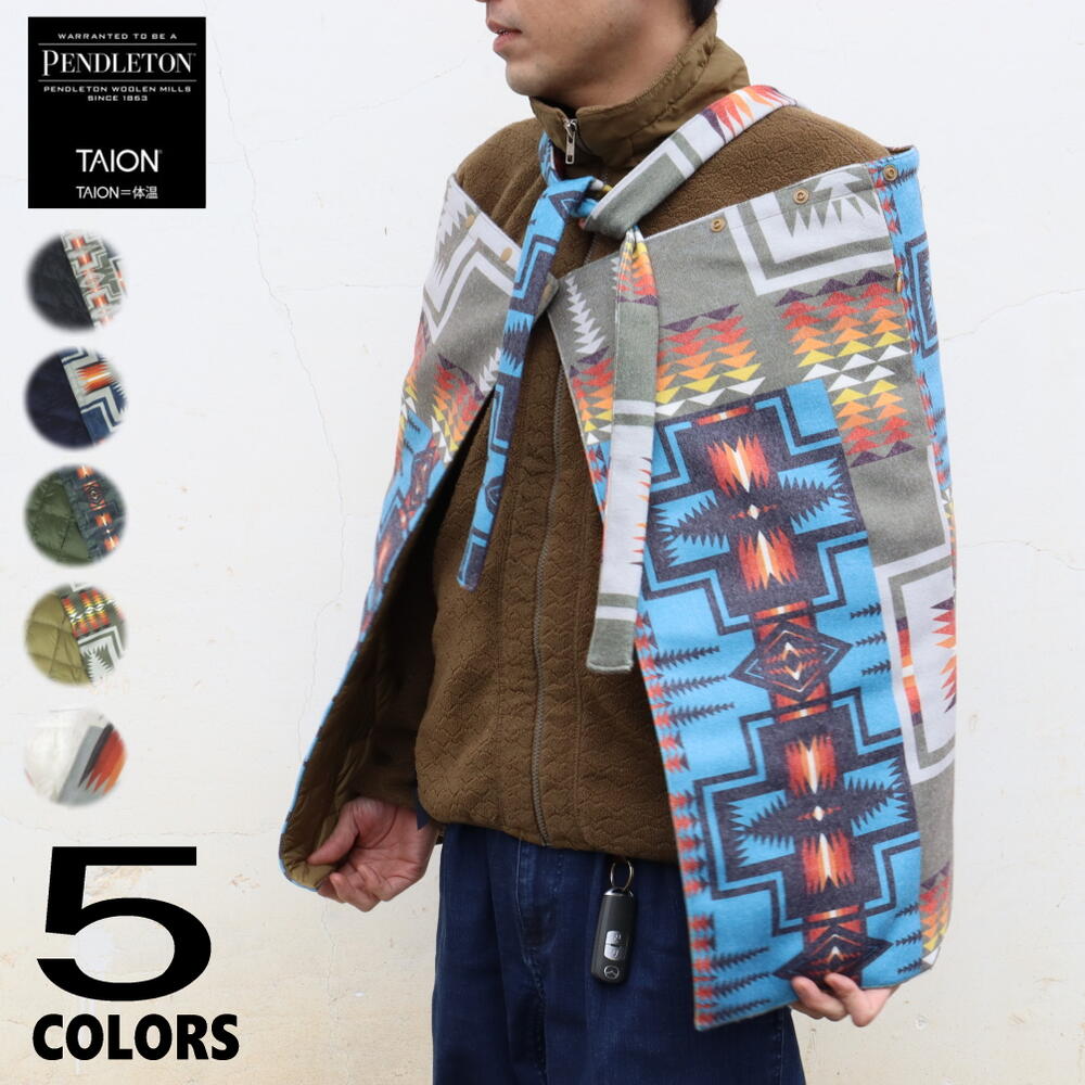 ペンドルトン マフラー メンズ ペンドルトン × タイオン PENDLETON × TAION コラボ 4WAY PONCHO PDT-TON-223013 ブラック ネイビー ダークオリーブ ベージュ オフホワイト ポンチョ【GGFF】