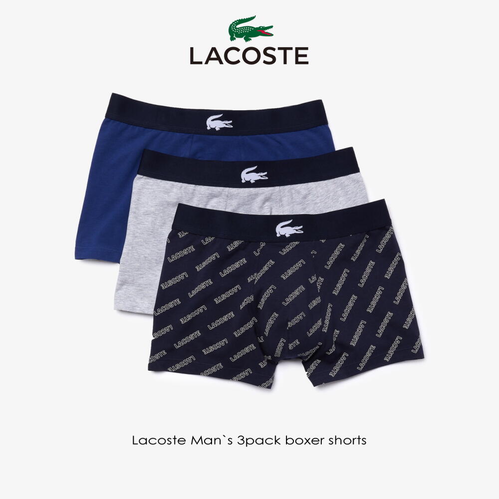 ラコステ パンツ メンズ ラコステ LACOSTE マルチデザイン 3パック トランク ショーツ ネイビー 5H1774-10 BCK［WA］【GHON】