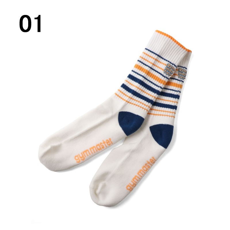 【ポイント最大47倍】ジムマスター gym master 靴下 刺繍マルチボーダーソックス G466754 01(ホワイト) 03(グレー) 34(ブラウン) 42(グリーン)【GIFF】