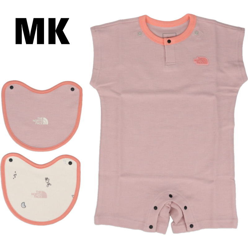新品✨ノースフェイス　スタイ2枚付き　ベビー服　80cm ロンパース ノースフェイス ベビー 半袖ロンパース スタイ 2点