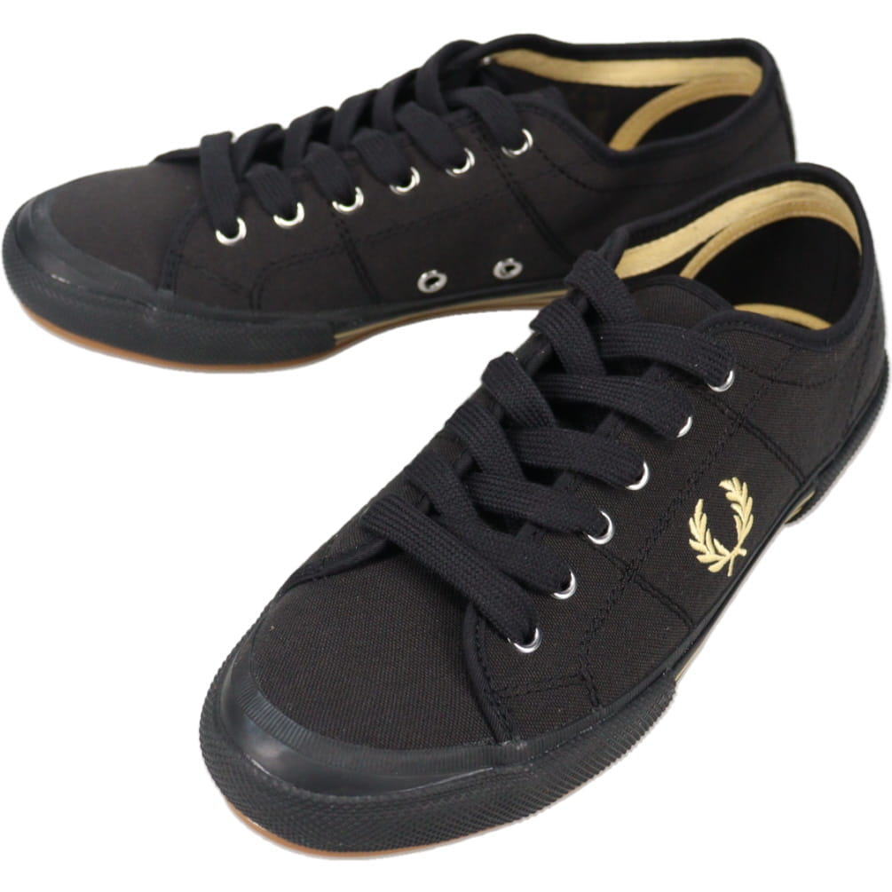 樂天商城 - 5月限定！最大全額ポイント還元※要エントリー フレッドペリー FRED PERRY スニーカー B708 ヴィンテージ テニス キャンバス Vintage Tennis Canvas ブラック/シャンパン B2332 90A【GIOH】