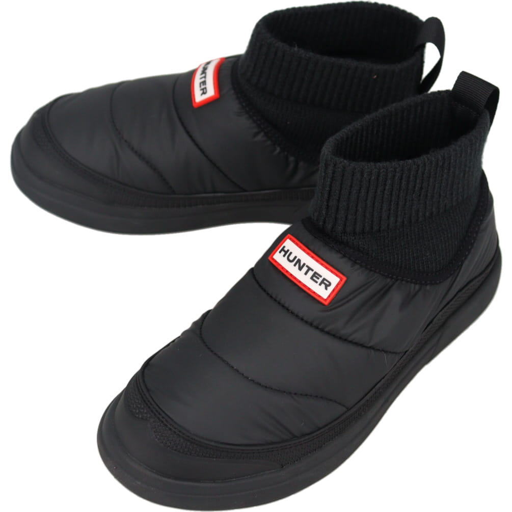 ハンター HUNTER イン/アウト パファー ニッテッド カフ ブーツ IN/OUT PUFFER KNITTED CUFF BOOT ブラック WFS2265REN BLK【GJON】